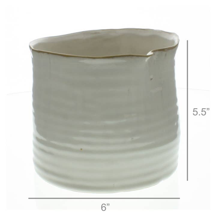 HomArt - Wholesale Vase - Bower Ceramic Vase - Lrg Wide - Fancy White1