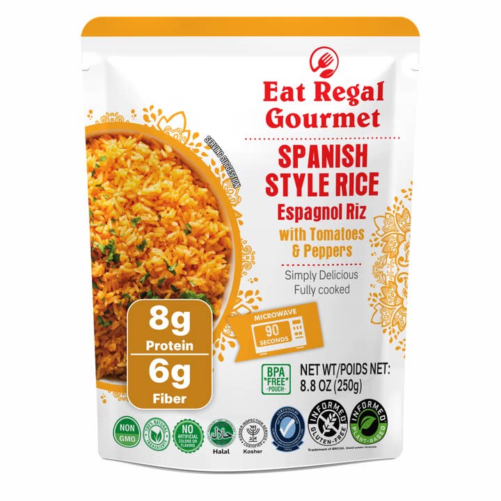 Eat Regal Spanish Rice Pouch- 8.8oz for wholesale by Regal Kitchen Foods