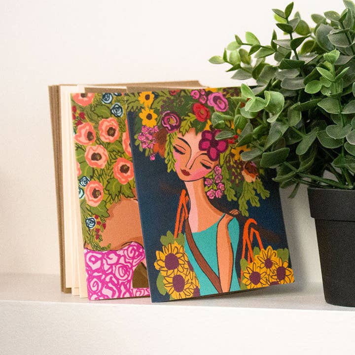 Artisan Floral Greeting Card Set Size A2 for wholesale by Serenata Paper Co