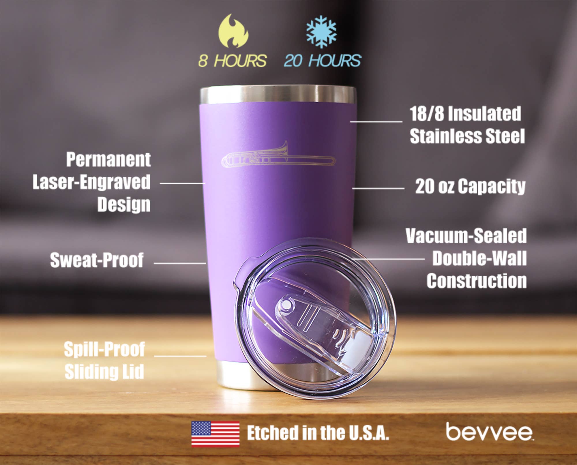 bevvee - Wholesale Insulated Mug/Tumbler - Trombone Insulated Travel Tumbler - Band Musician Gifts18