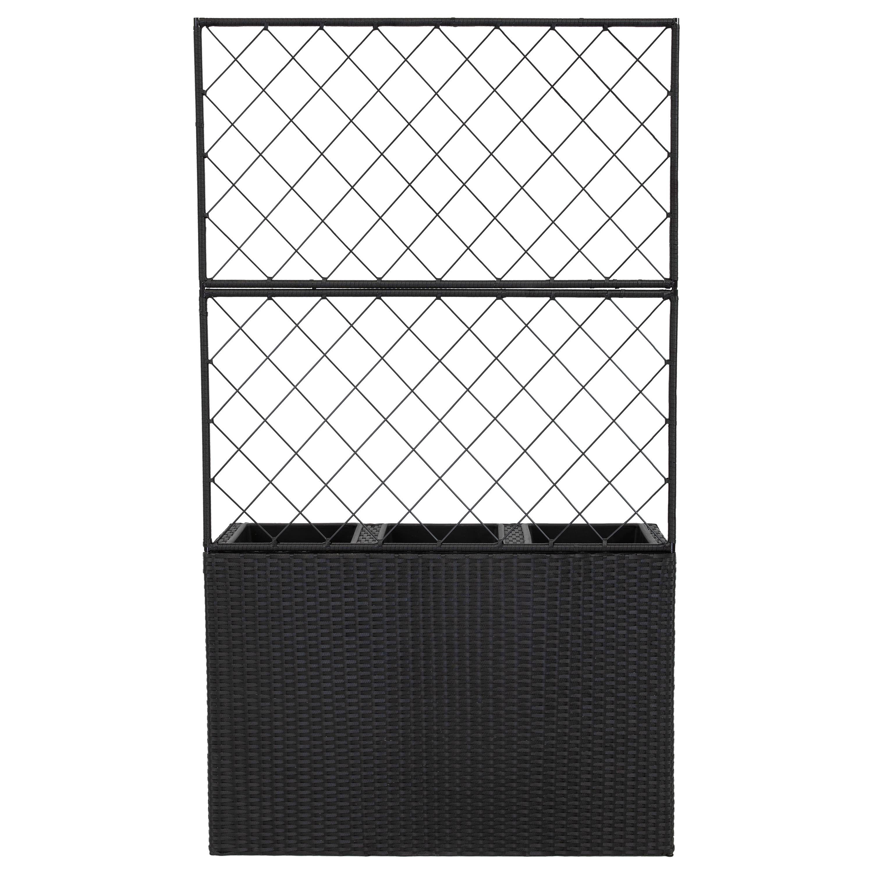 Sunnydaze Decor - Wholesale Plant Pot - 3-Section Wicker Planter Box with Trellis - Black14