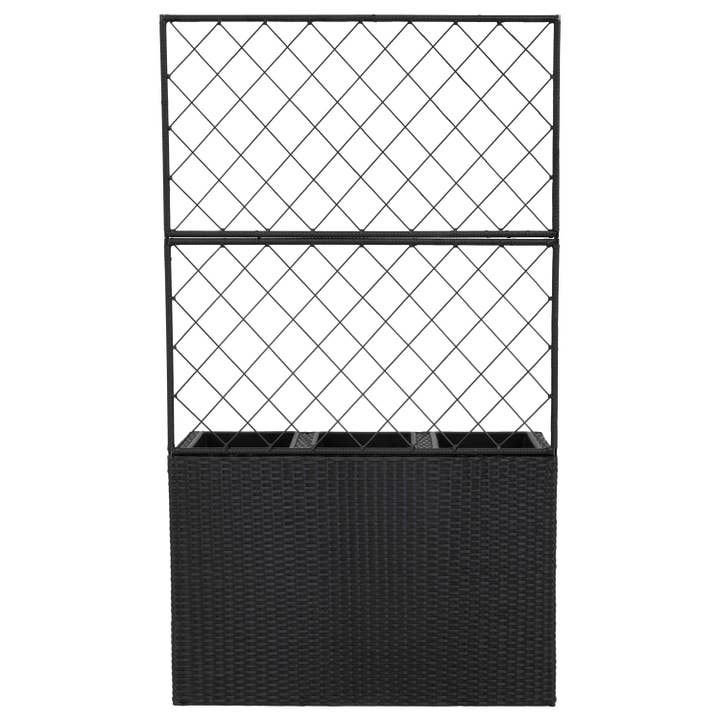 Sunnydaze Decor - Wholesale Plant Pot - 3-Section Wicker Planter Box with Trellis - Black14