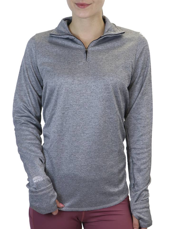 Foldover Cuff 1/4 Zip Performance Pullover/Heather Black for wholesale by Bend