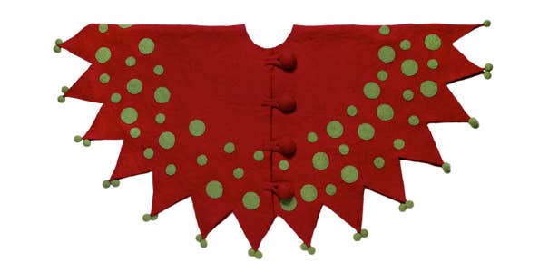 Arcadia Home - Wholesale Tree Skirt - Handmade Christmas Tree Skirt - Jester in Red and Green1