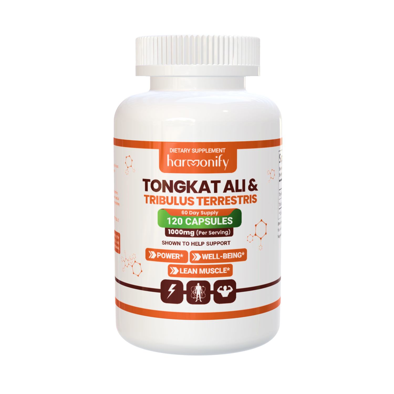 HARMONIFY - Wholesale Oral Supplement/Vitamin - HARMONIFY Tongkat Ali for Men, Tribulus Terrestris Fruit Extract 120 Capsules, 1000 mg2