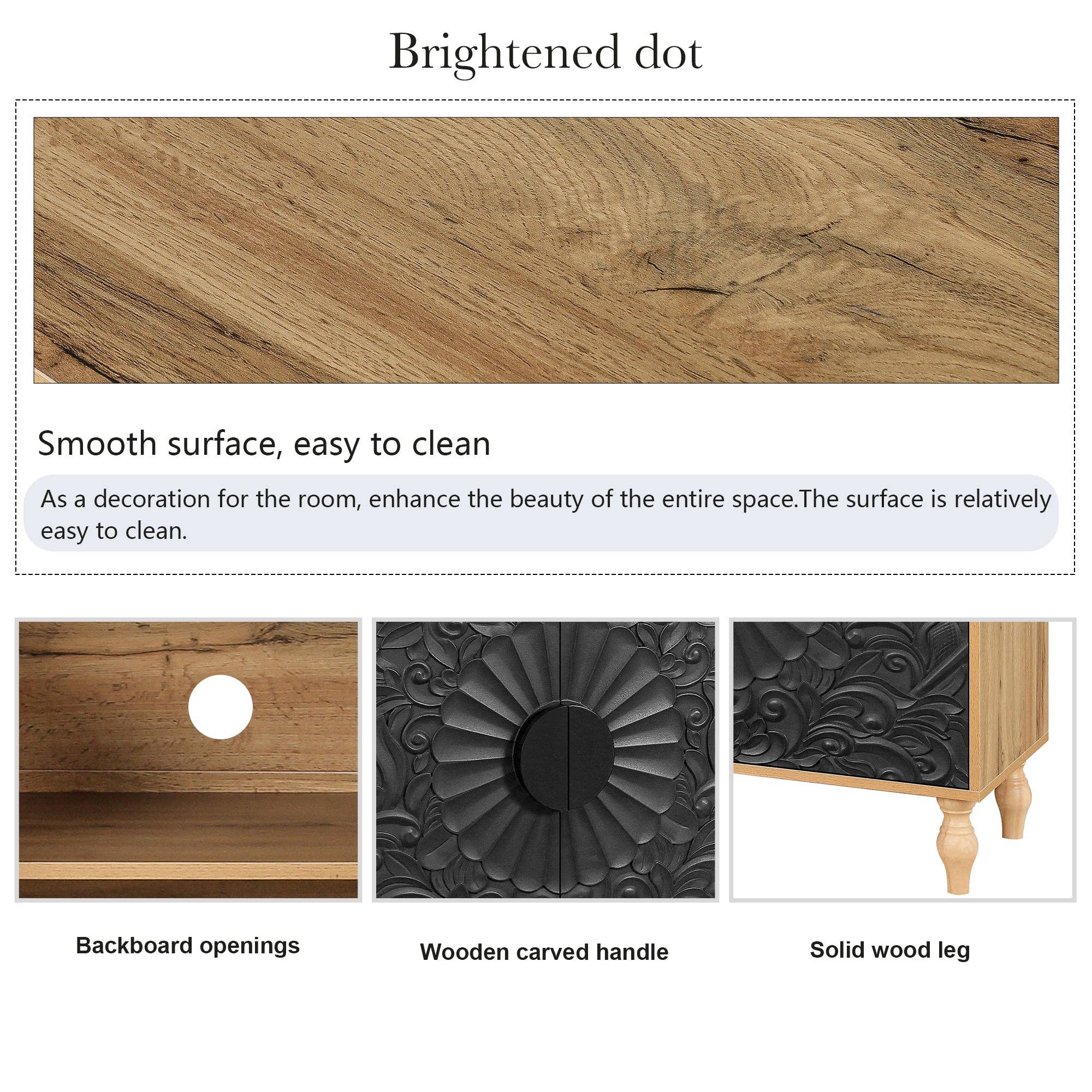 Orange County Decor - Wholesale Console Table - Black Carved Symmetrical Design Door And Wood Coloured Frame For Tv Stand Table,Living Room ,Entryway Black Natural Primary Living Space Mdf7