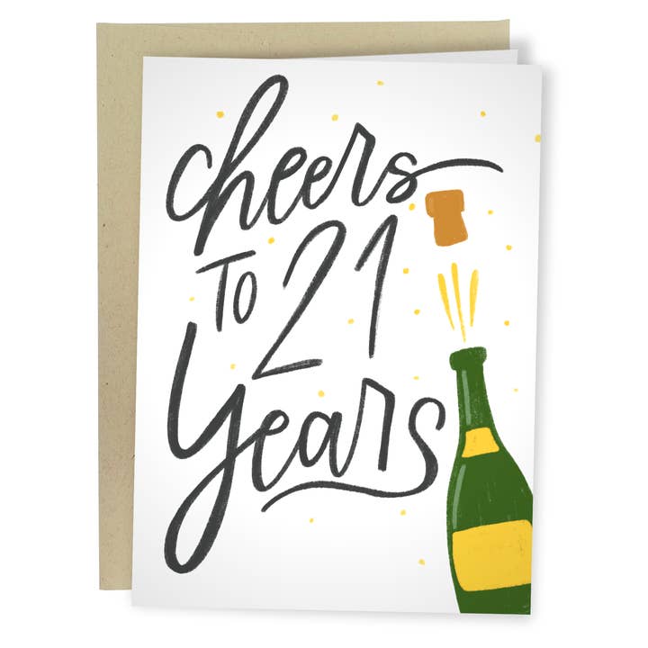 Cheers To 21 Years Champagne for wholesale by Sleazy Greetings