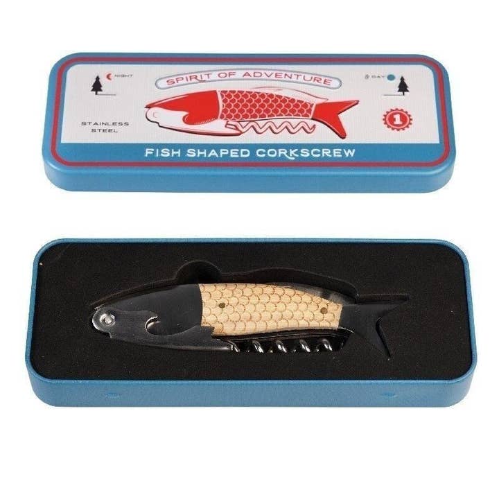 Rex B2B - UK – wholesale Bottle/wine opener – Fish Shaped Corkscrew in a Tin - Spirit of Adventure1