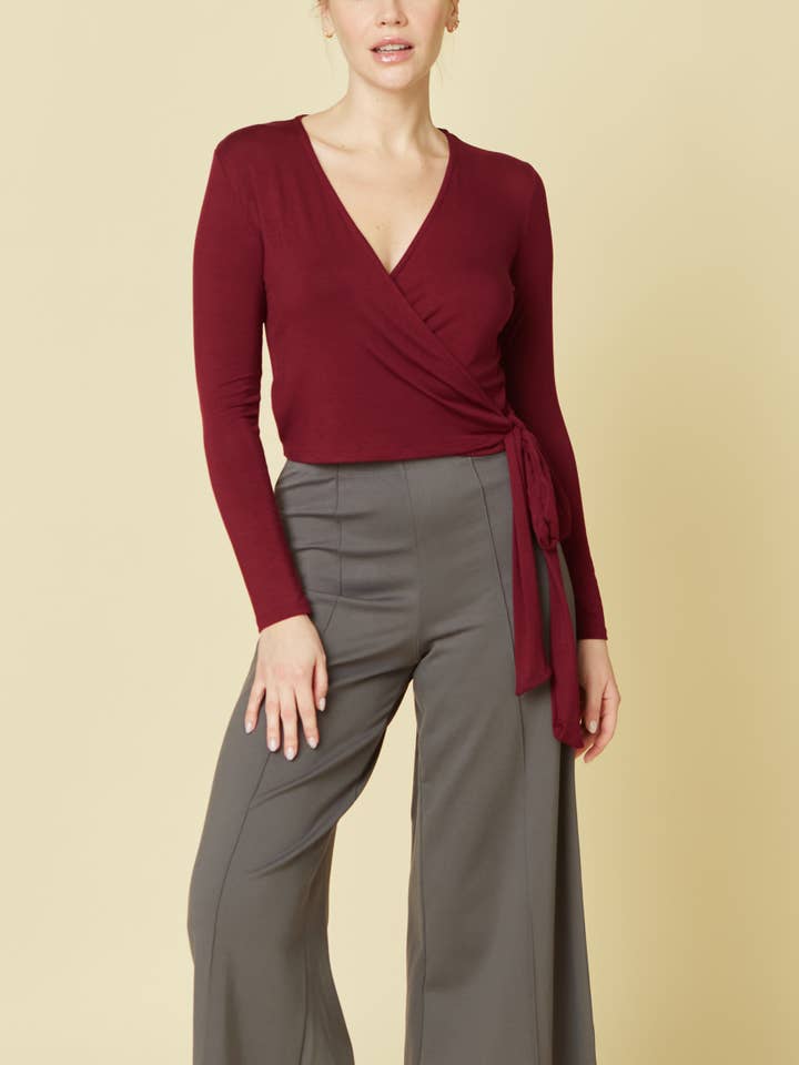 Studio Ko Clothing - Wholesale Knit Top - Women's - Bamboo Wrap Crop Top