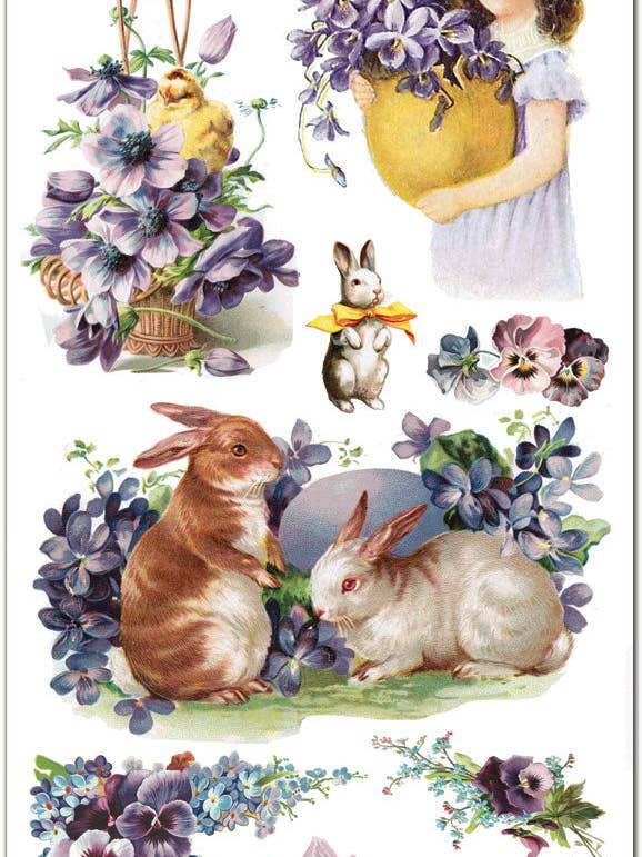 C133 Pansy Bunny Rabbit Klistermærke for engroshandel hos Violette Stickers