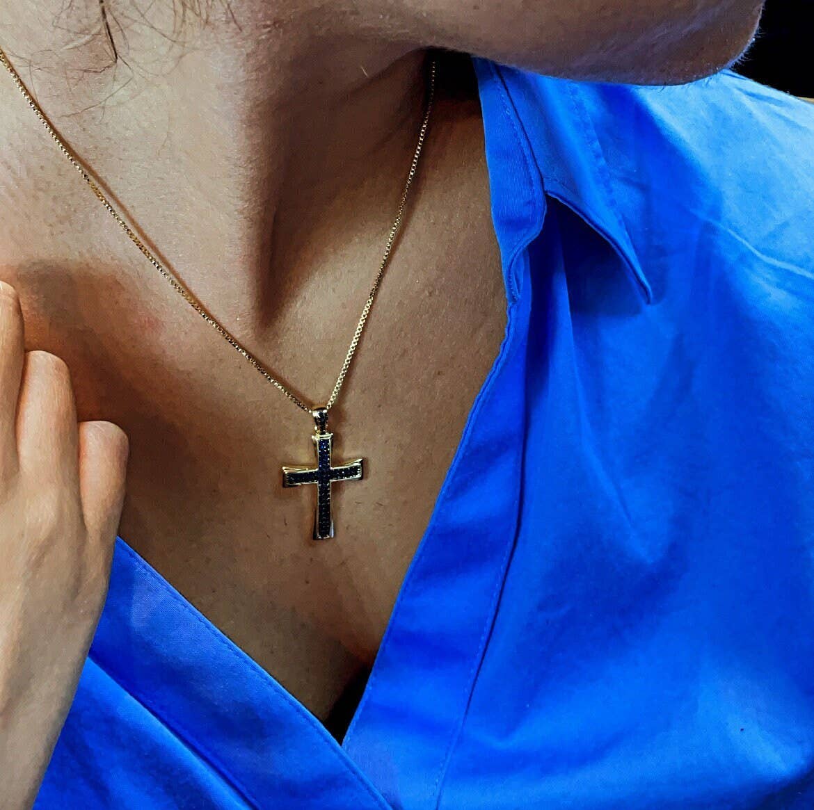 Milie – wholesale Hänge-/berlockhalsband – 18k GF Korshänge: Färgglada Kubisk Zirkonia6