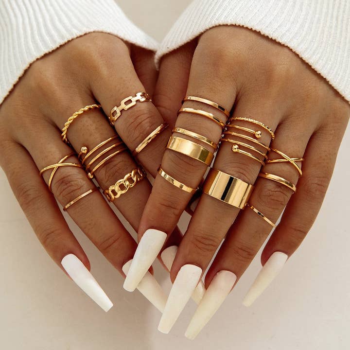 Modieuze geometrische vlinder-set van verstelbare ringen met open uiteinden voor wholesale door DREAM VERA APPAREL