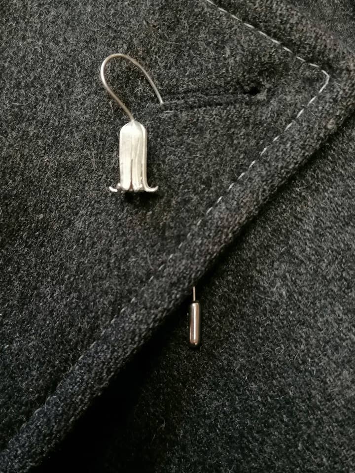 Bluebell pin hand made from Sterling Silver for wholesale by Andrew O'Dell Jewellery