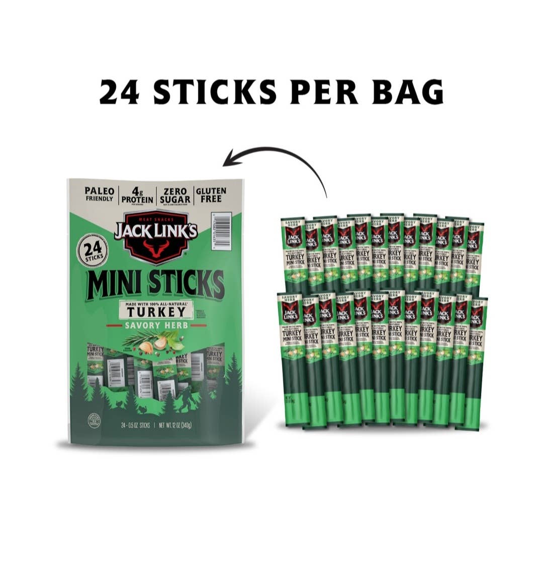 Majestic Wholesale - Wholesale Jerky - Jack Link’s Savory Herb Mini Turkey Sticks 0.5oz, 24-Pack1