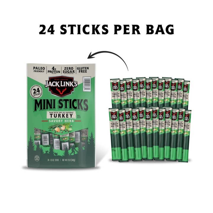 Majestic Wholesale - Wholesale Jerky - Jack Link’s Savory Herb Mini Turkey Sticks 0.5oz, 24-Pack1