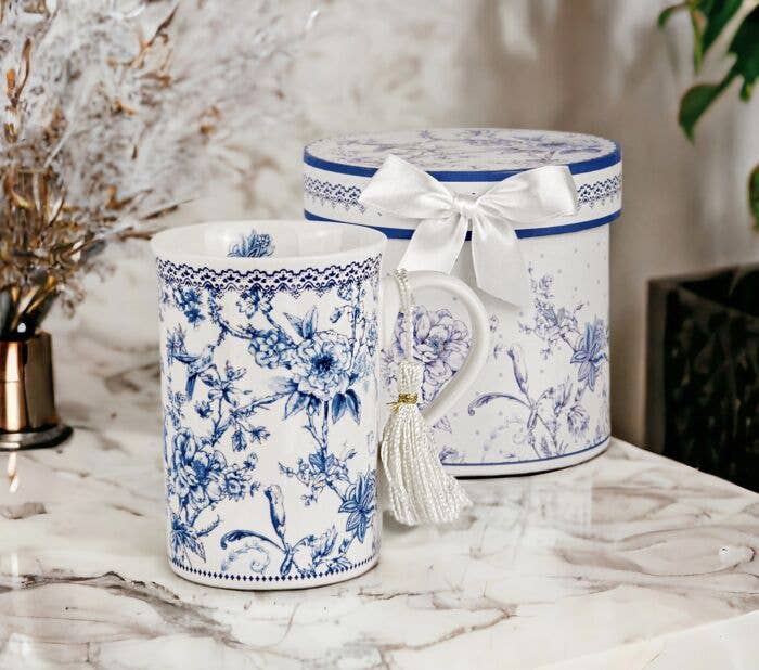 STP - Wholesale Coffee Mug - Blue Flowers Porcelain Tea/Coffee Mug in Gift Box5