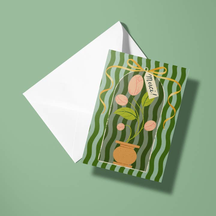 Olive & Company - Wholesale Thank You Card - Merci Flower1