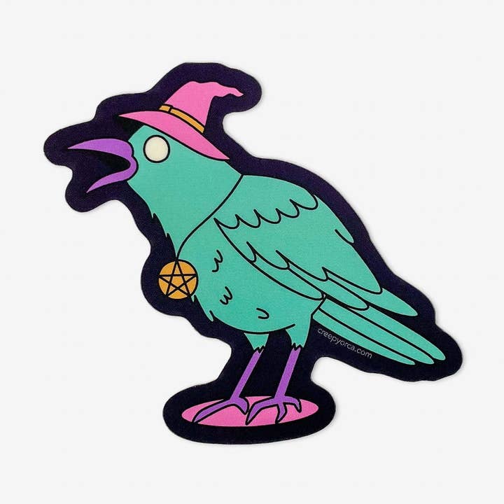Coven's Crow Occult Critter Sticker for wholesale by Creepy Orca Supply Company
