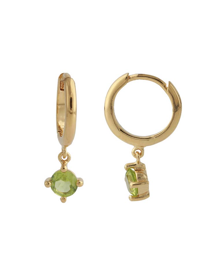 Silbercreole 18ct vergoldet mit 4mm Peridot für den Großhandel von Campur GmbH