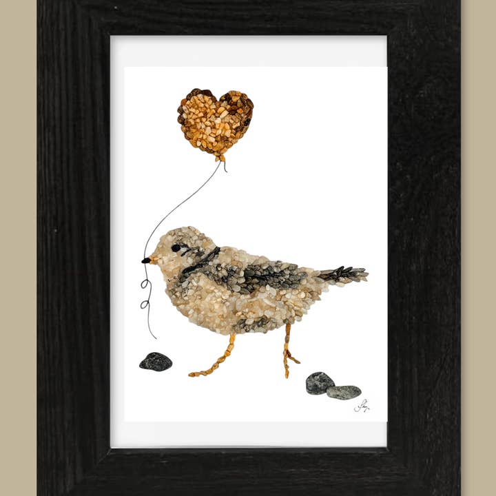 Dune the Plover “Love” | 5x7 Framed Print for wholesale by Coastal art co.