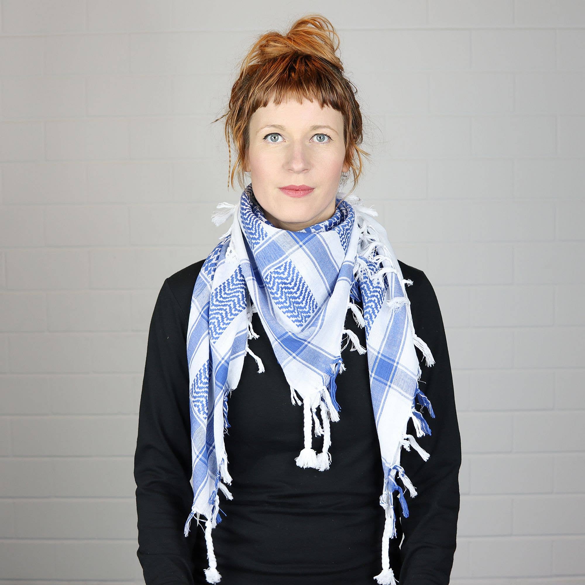 Tribal Trade GmbH – Großhandel Schal – Unisex – Palituch - Weiß - Blau - Kufiya PLO Tuch5