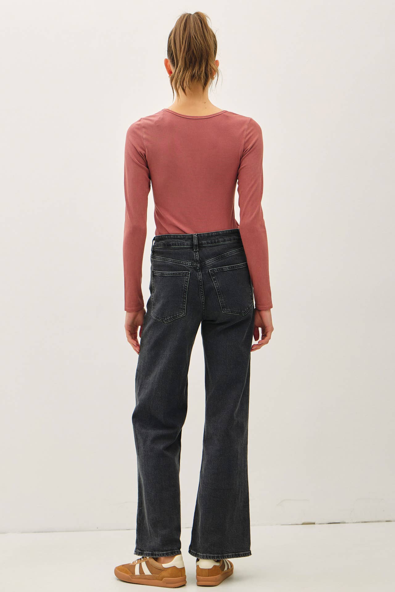 Be Cool - Wholesale Knit Top - Women's -  RIBBED NOTCHED NECK LONGSLEEVE BASIC TOP 13