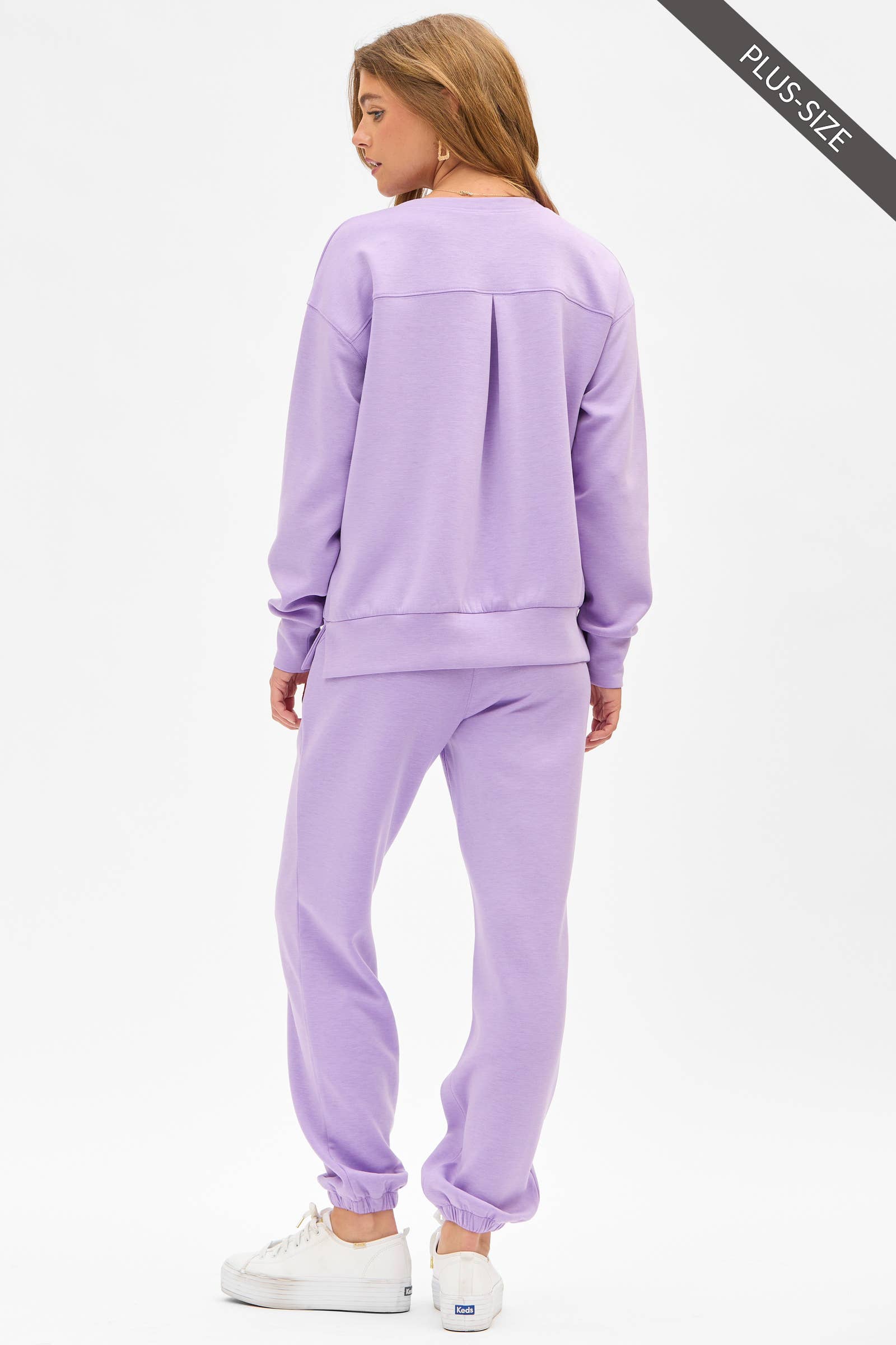 Dear Scarlett - Wholesale Lounge Set - Women's - PLUS SIZE Crew Neck Pullover + Jogger Set TRVSET-MALIBUP20