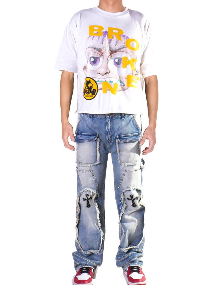 Cooper 9 - Wholesale Jeans - Men's - 507 Cross Wide Cargo Jeans Light Wash6