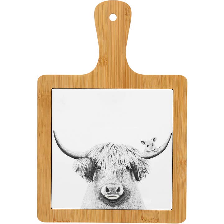 Highland Cow - Bamboo & Ceramic Tile Trivet for wholesale by Pavilion