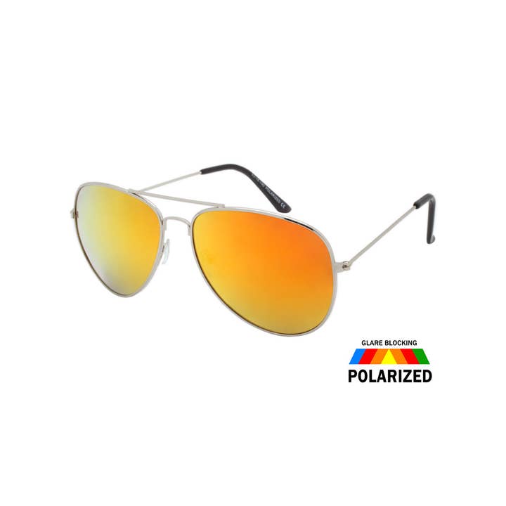 Shark Eyes, Inc - Wholesale Sunglasses - Unisex - Polarized Aviator Sunglasses Color Mirror Lens Assorted Look