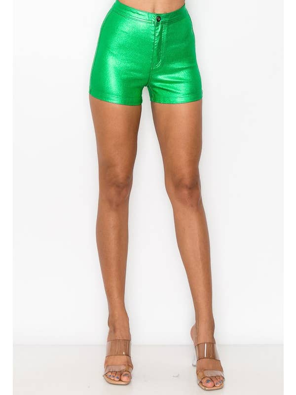 JBLA FASHION - Wholesale Shorts - Women's - 3049-High Waisted Stretchy Metallic Coated Disco Shorts10