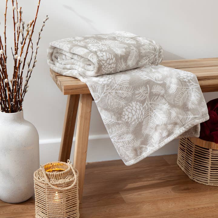 Sten Irwin Woodland fleeceplaid i stenfarve for engroshandel på Faire