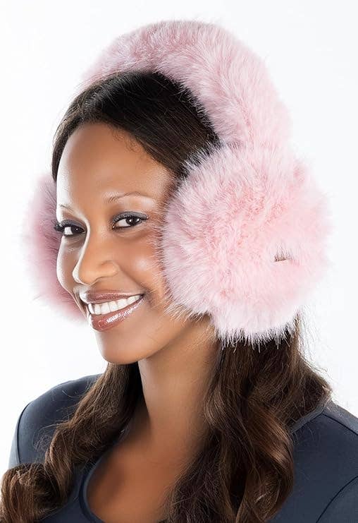 Funky Junque - Wholesale Earwarmers/Ear Muffs - Women's - Women's Adjustable Earmuffs - Long Fur - Rose2