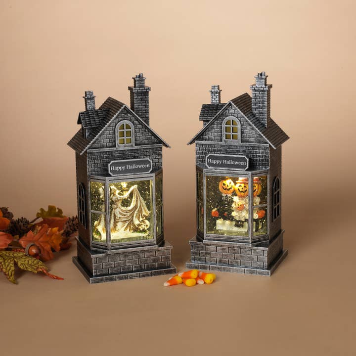 Gerson 10.5"H B/O Lighted Spinning Water Globe Halloween Hou for wholesale by The Gerson Companies