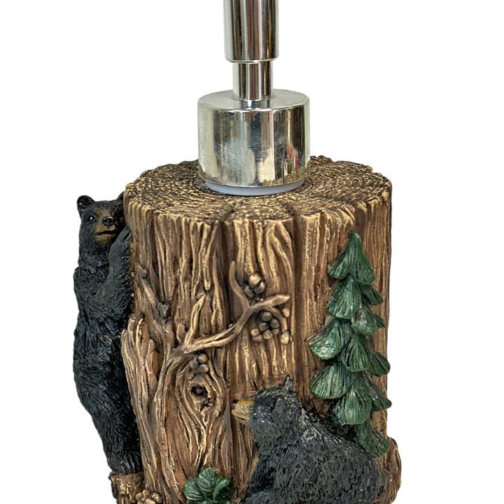 BEARS AROUND TREE PUMP BOTTLE for wholesale by De Leon Collections