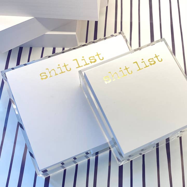 Black Ink - Wholesale Notepad - Large Gold Foil Shit List Notepad