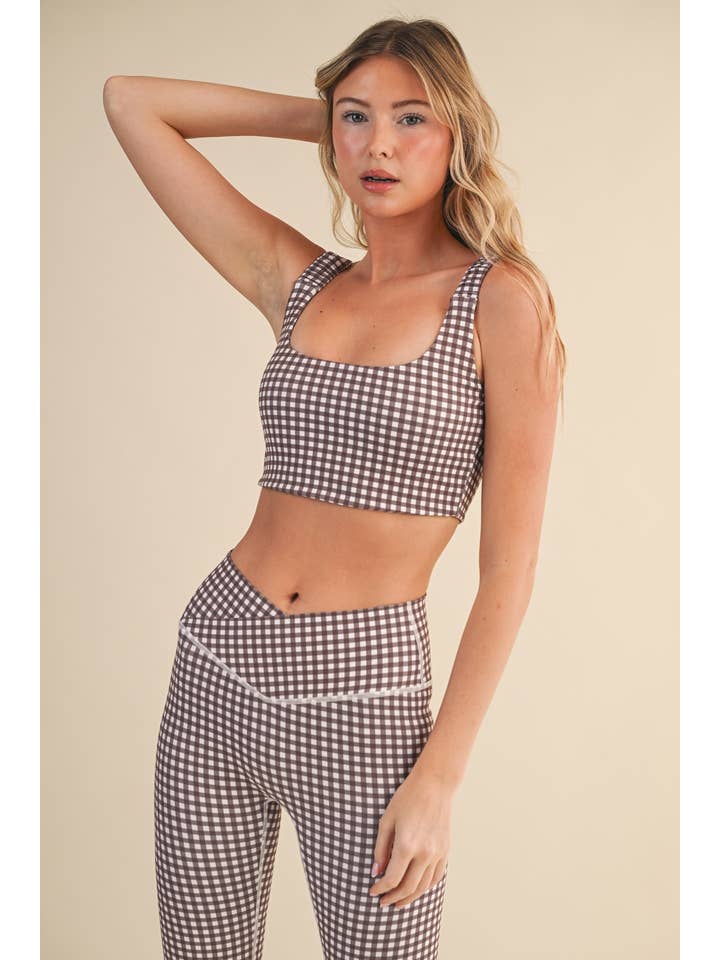 KIMBERLY C - Wholesale Sports Bra - Women's - Gingham Print Ruched Bra Top62