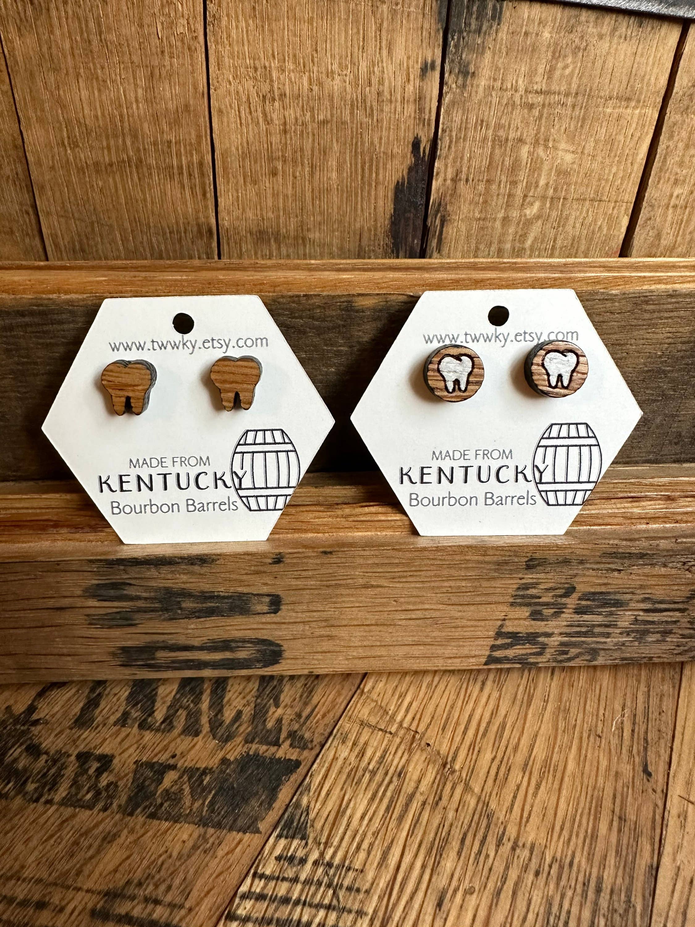 TWWKY – wholesale Stud/post earrings – Reclaimed Kentucky Bourbon Barrel Teeth Stud Earrings9