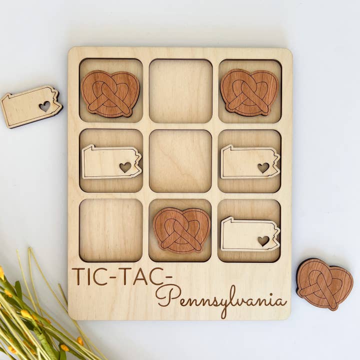 Pennsylvania State Gift - Gioco PA Tic-Tac-Toe - Personalizzabile per la vendita all'ingrosso da parte di Birch House Games & Gifts