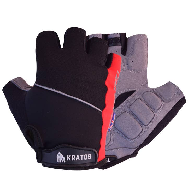 Red Half Finger Gel Padded Breathable Cycling Gloves for wholesale by Kratos
