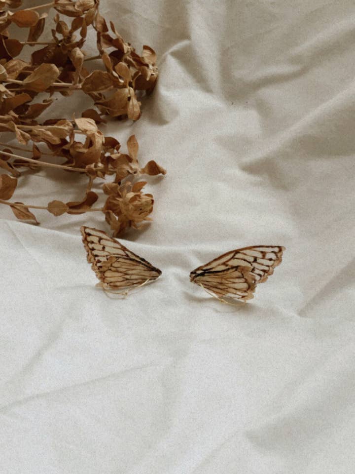 Delicate Butterfly Wing Earrings for wholesale by être dans la lune