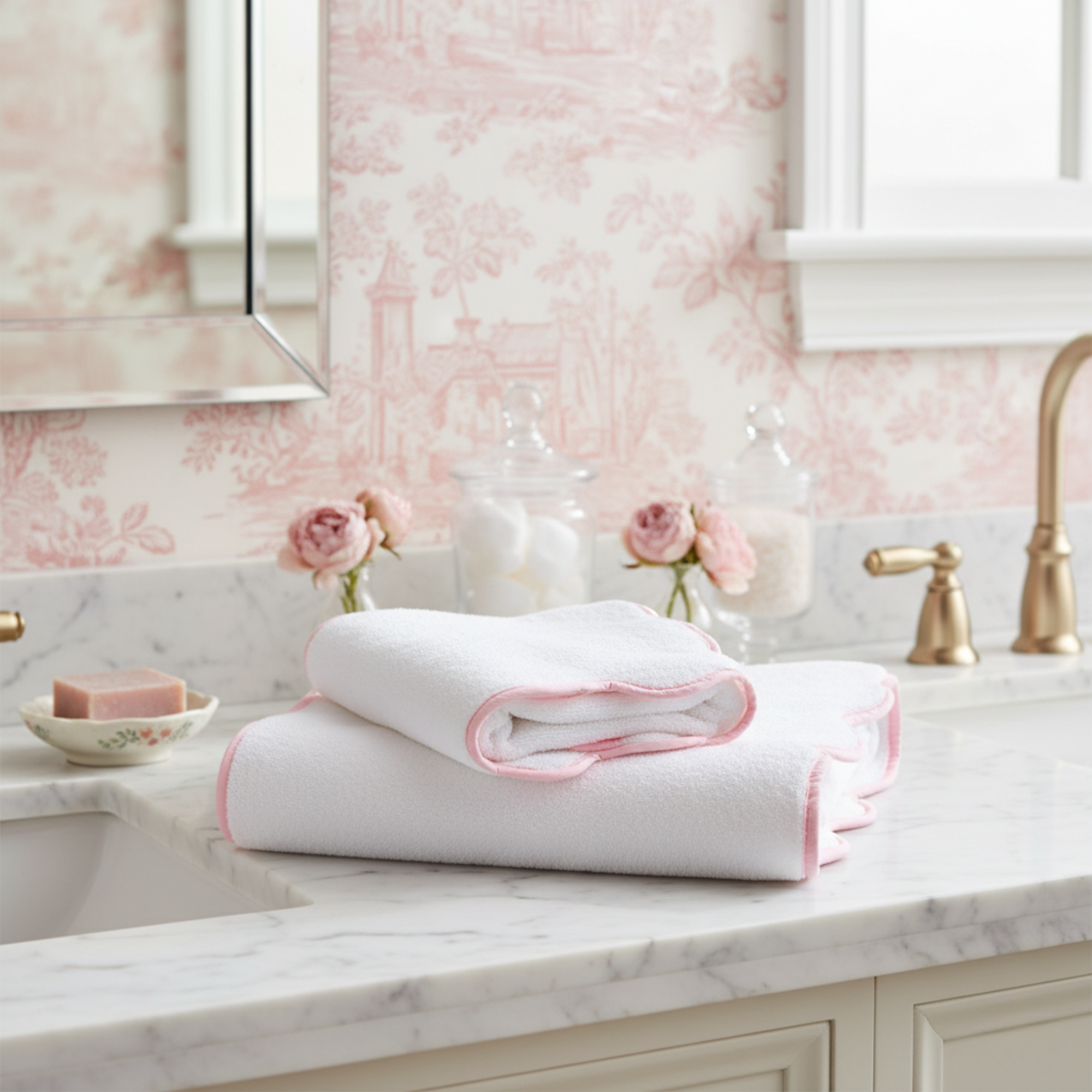 Lotus Linen – wholesale Badrumsmatta – Lyxig badrumsmatta i bomull med kammusselkanter116