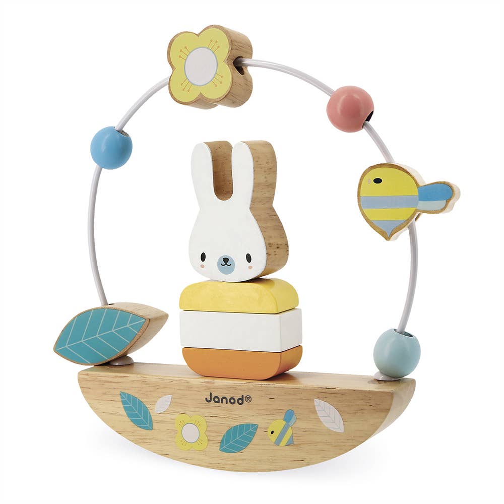 Janod - Wholesale Wood Toy - Kids - Pure - Bead Maze and Rocking Rabbit0