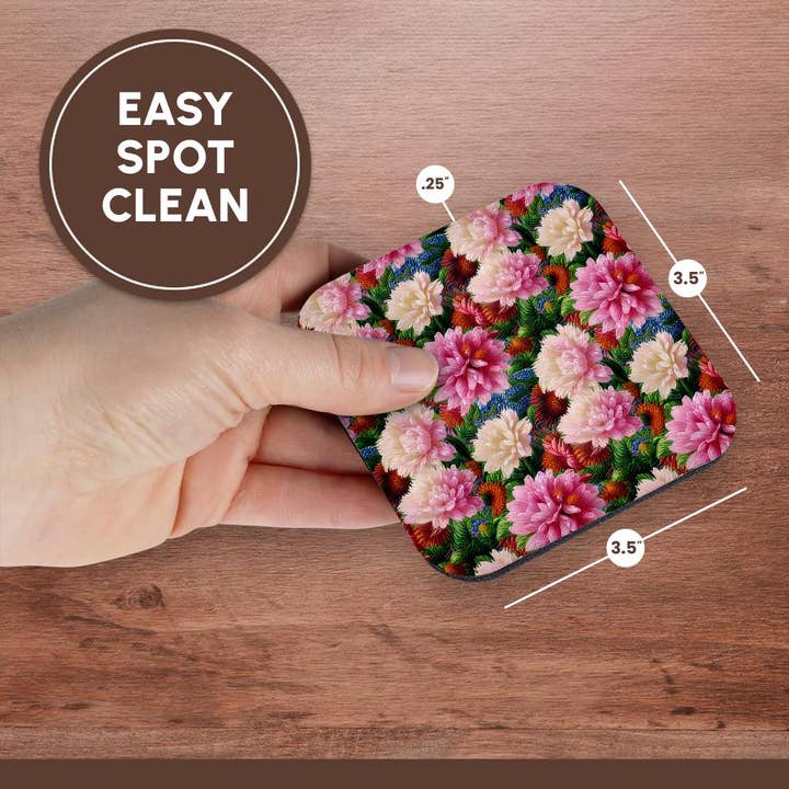 3dRose – wholesale Coasters – 3dRose, Pink and White Tapestry Chrysanthemum Flower Pattern, Coaster13