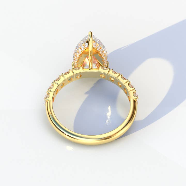 Mohana Jewels - Luxury - Wholesale Engagement Ring - 3 Carat E VVS Pear-Shaped Halo & Pave Engagement Ring - Adina8