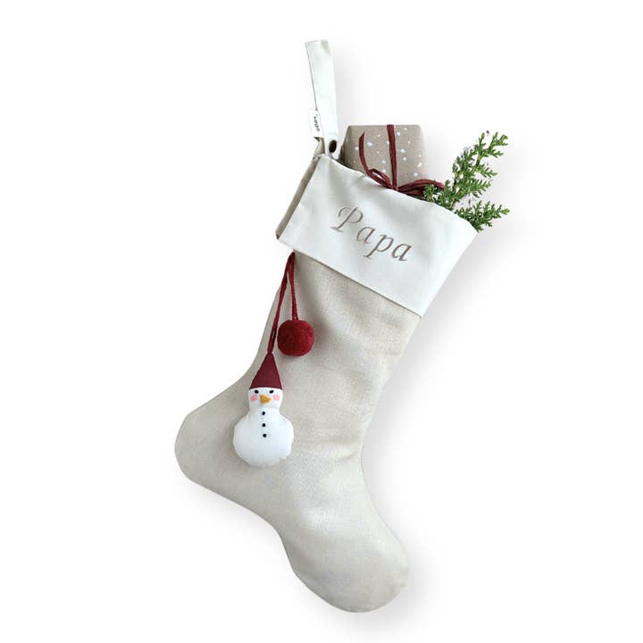 Christmas Stocking - Snowman - Embroidered Papa for wholesale by Saga Copenhagen