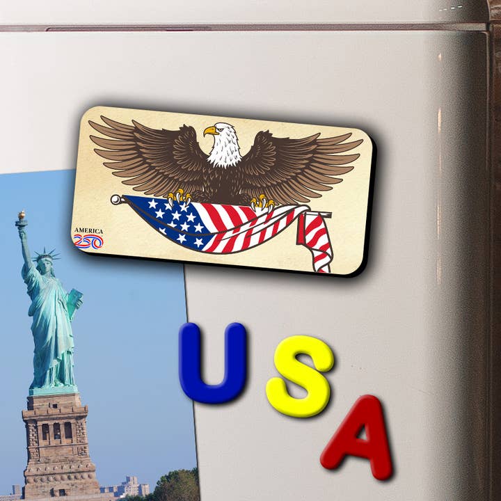 Eagle and Flag Parchment Long Magnet for wholesale by Nelson Gifts Wholesale