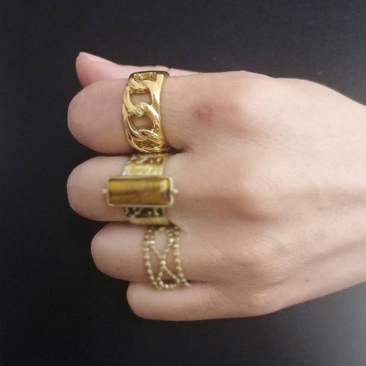 Large Chain Mesh Ring for wholesale by Bijoux 7bis