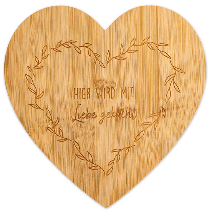 Wooden cutting board Mother's Day - bamboo - heart set 01 for wholesale by Papierdrachen