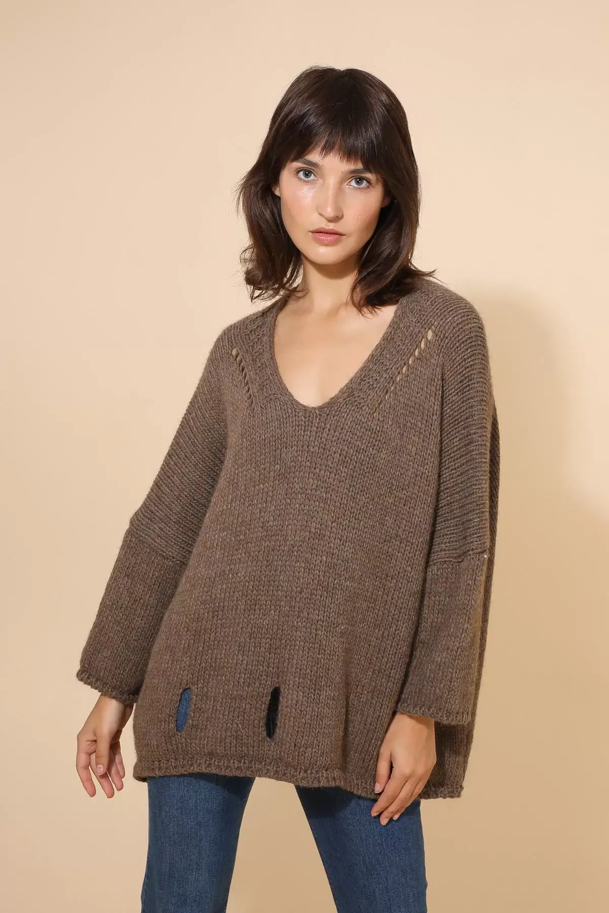 LINEN & COTTON HOUSE - Wholesale Knitted jumper – Women′s - ALPACA SWEATER 086038